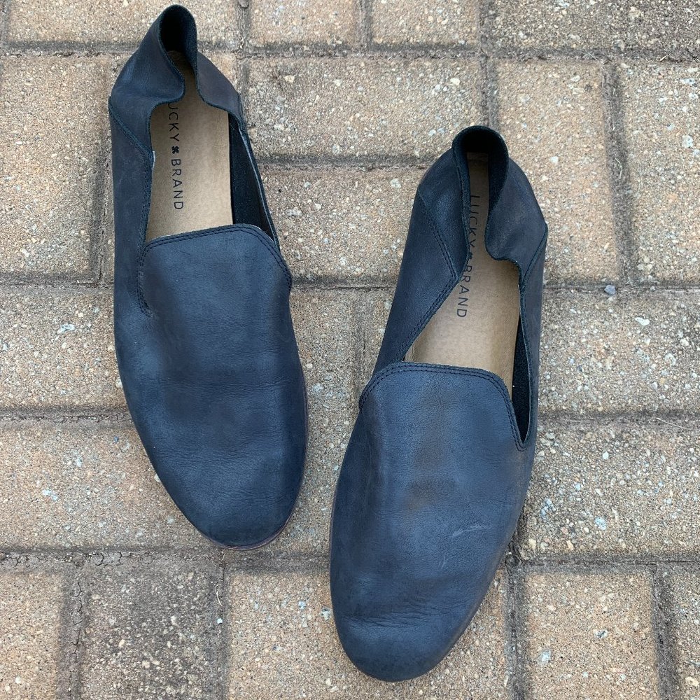 Lucky Brand Black Cahill Leather Flat/Loafer 10